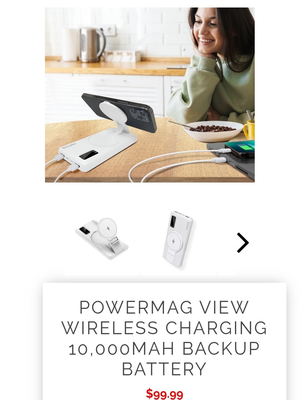 Aduro PowerMag View Wireless Power Bank 10000mAh — Floral Pink - Picture 3 of 3